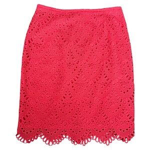 Tahari Vibrant Red Lace Pencil Skirt